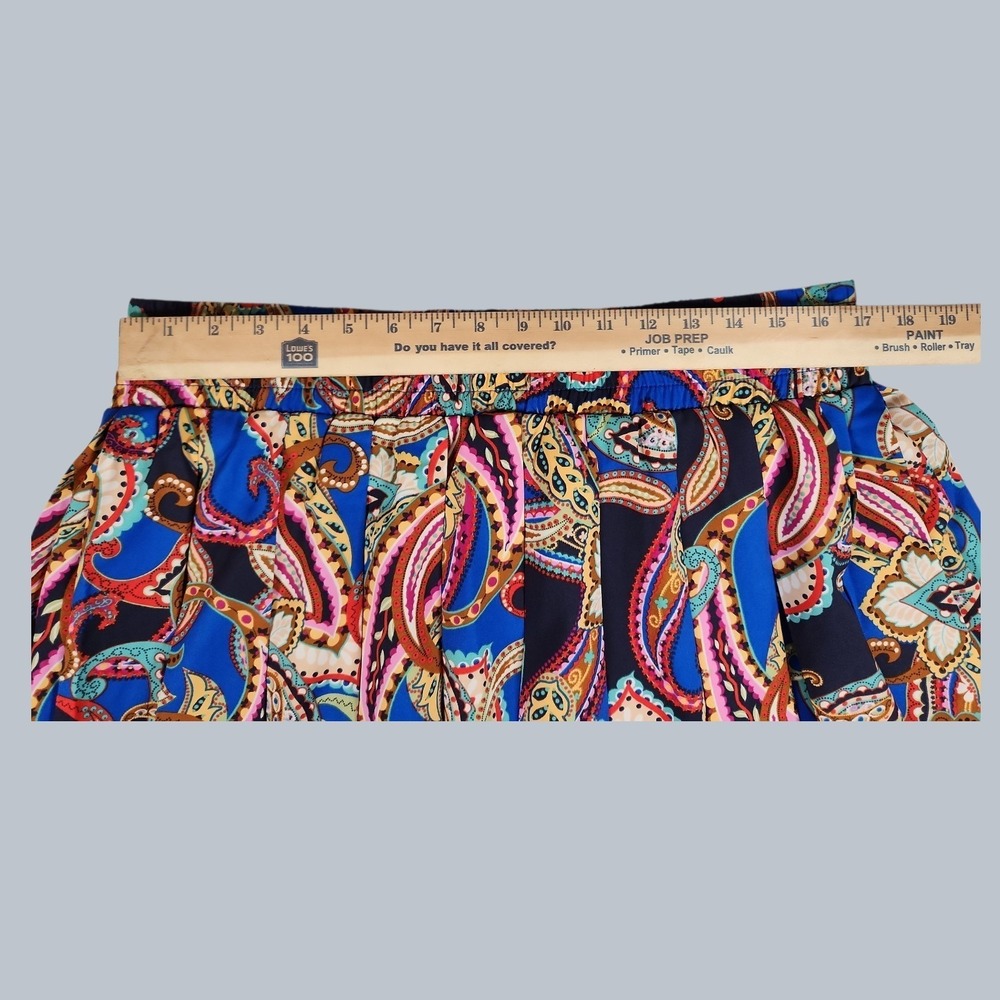 G by Giuliana Rancic Paisley Pleated Mini Skort XL Boho Elastic Waist - Picture 2 of 7